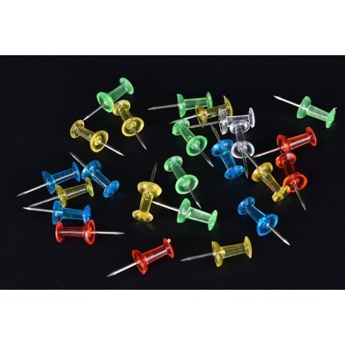 100PCS Push Pin Assorted Transparent Colorful Making Thumbtack Pins Cork Board Office School Stationery