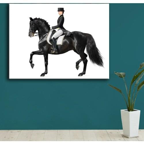 Nordic Style Riding Women Horse Animal Canvas Painting Posters And Prints Wall Art Picture For Living Room Fashion Home Decor HD
