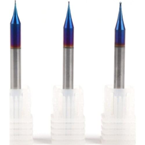 1pcs 2flute HRC65 coating solid carbide end mill R0.1 R0.2 R0.3 -R0.45 micro ball nose milling cutter for CNC deep processing