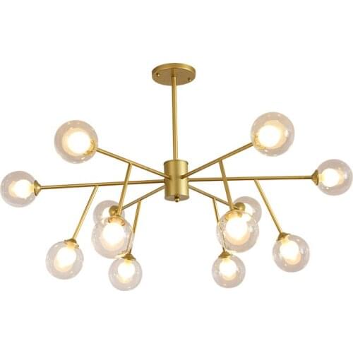 Creative personality LED glass dining room chandelier Modern simple living room lamp Bedroom bar table staircase hanging lamps