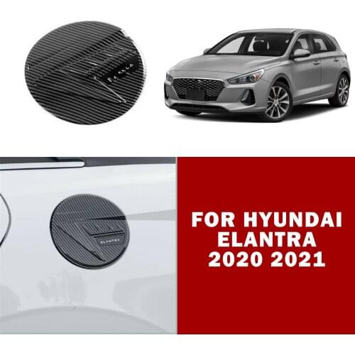 Carbon Fiber Car Fuel Gas Tank Cap Cover Trim Oil Filler Cover Trim for Hyundai Elantra 2020 2021 Car Styling Accessories