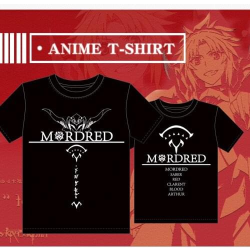 MGFHOME Anime JK Japan Fate Apocrypha Mordred Saber T-Shirt Cosplay Tops Tee Short Sleeve Shirt Women Men t shirt black cotton