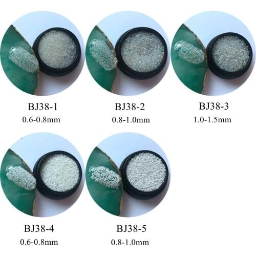 1Jar Nail Art Mini Beads in Jar Transparent AB Beads and White Beads BJ38-1-5