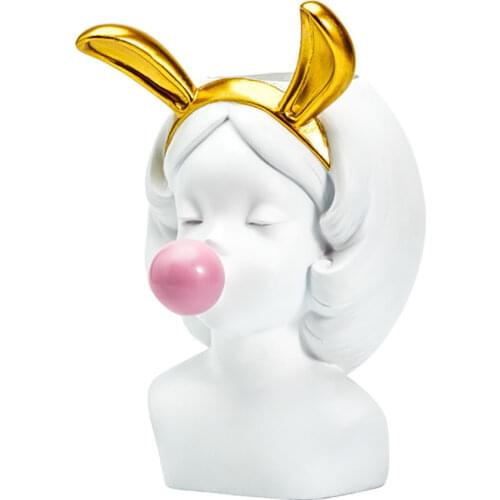 Multi-purpose Cute Rabbit Cat Pen Holder Makeup Brush Container Storage Box, Indoor Decoration Ornaments Plants Vases Flower Pot