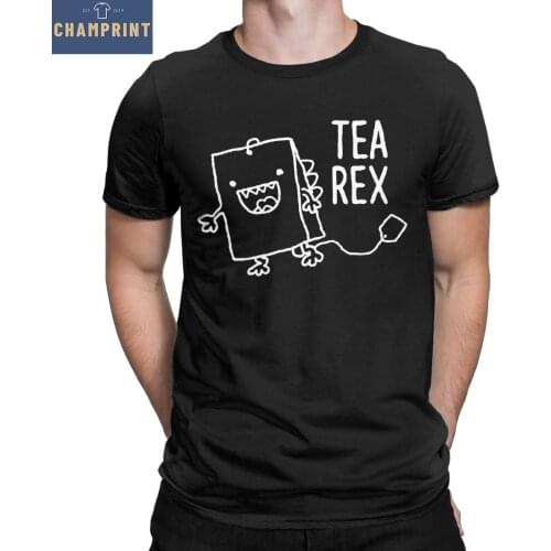 Mens Tea Rex Funny Pun Cartoon T Shirt Pure Cotton Tops Hipster Short Sleeve Crew Neck Tee Shirt 4XL 5XL T-Shirt