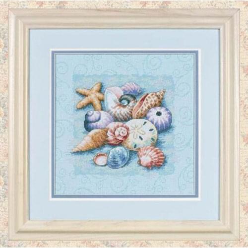 Blue seashell patterns Counted Cross Stitch 11CT 14CT DIY Chinese Cross Stitch Kits Embroidery Needlework Sets