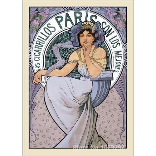 Wall art modern Los Cigarrillos Paris Maquette brunette Alphonse Mucha Paintings Hand painted High quality
