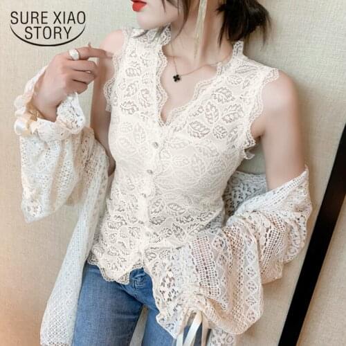 New Summer 2021 Women Tank Top Lace Tank Sleeveless Tops Cardigan Slim V-neck Sexy Clothes Korean Bottoming Vest Blusas 14479
