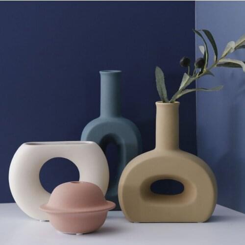 Multicolor Nordic Ceramic Vase For Home Decoration Living Room Display Hydroponic Desktop Decor Vase Plants Holder Wedding Gifts