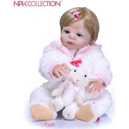 NPKCOLLECTION Lifelike Reborn Baby Dolls White Skin Babies Doll Full Vinyl Silicone Body Baby Gift Playmates for Kids Birthday
