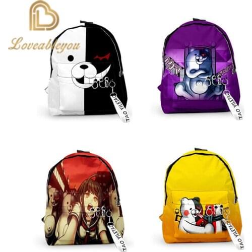 3d Print Monokuma Backpacks Men Women School Bags Multi Pocket Travel Bags Teenage Unisex Shoulder Bag