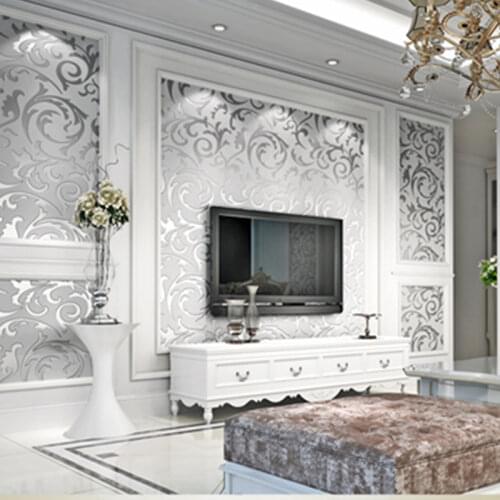 Grey 3D Victorian Damask Embossed Wallpaper Roll Home Decor Living Room Bedroom Wall Coverings Silver Floral Luxury Wall Paper