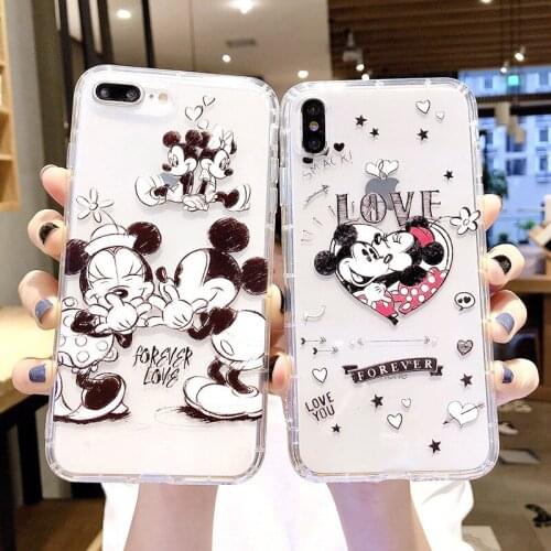 DISNEY New Mickey Minnie Silicone Case for iPhone 11 Pro Xs Max iPhone 12 Pro 7 8 Plus Official Liquid Silicon 360 Full Cover