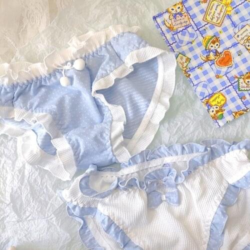 Snowball cute fur ball wooden ear underwear bow waist briefs cotton comfortable student Harajuku cute lolita