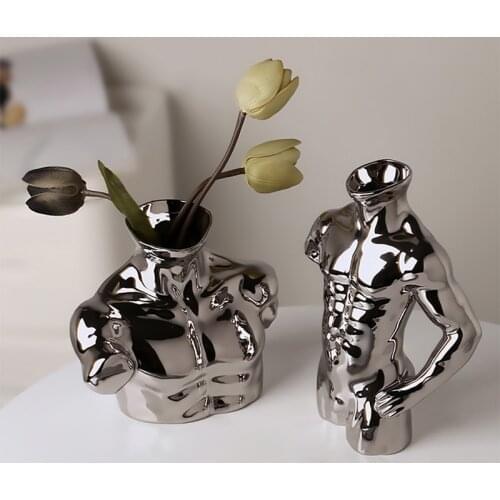 Modern human Art Vase Decorative Ceramic living room flower vase ornament home decoration accessories powerful muscle men vase