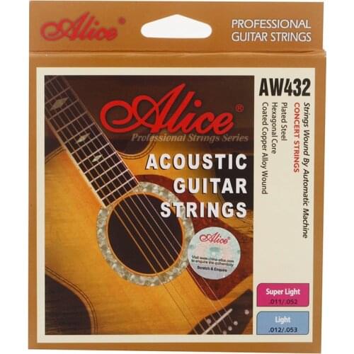 1 Set Alice AW432 Acoustic Guitar Strings 011-052 Super Light , 012-053 Light,Copper Alloy Wound Anti-Rust Guitarra Parts