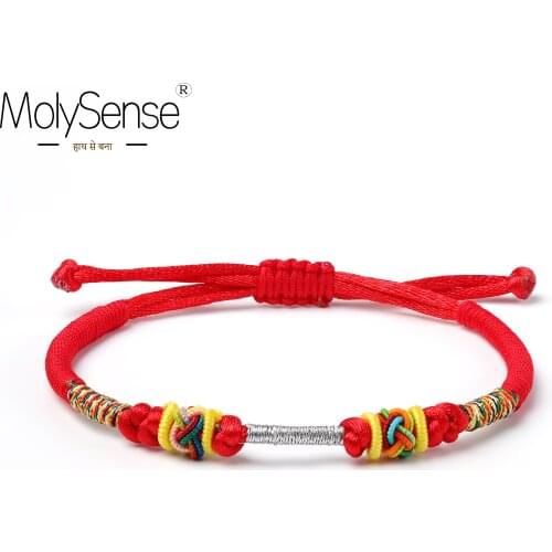 MolySense Tibetan Buddhist Lucky Charm Tibetan Bracelets & Bangles For Women Men Handmade Knots Bring Luck Bracelet