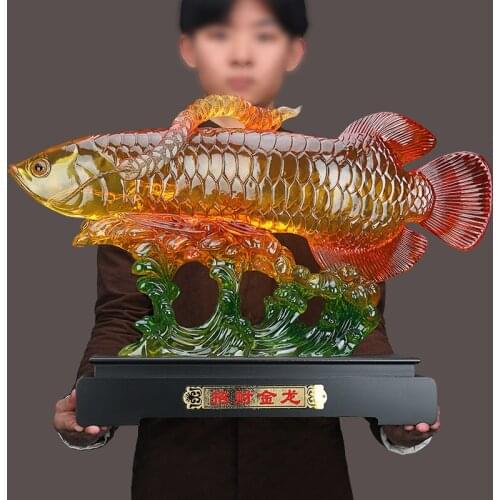 Zhaocai golden dragon fish ornaments Fengshui high end living room interior room decoration fish rice shop opening gift