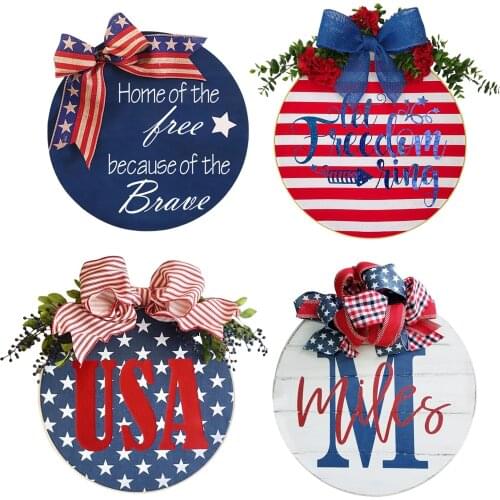 Welcome Door Sign Round Plaque Independence Day Window ing Decoration