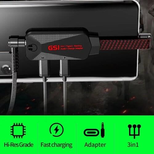 3in1 Hi-Res Mobile Gaming Sound Card Typc C Connector Mobile Gaming Sound Card with Charger Adapter For Samsung Huawei Xiaomi