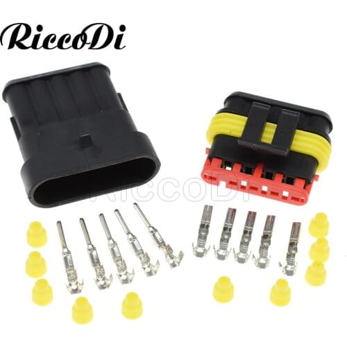 1/5/20sets Superseal 1.5 Series 5 Pin TE Male Female Auto Waterproof Wire PA66 Connectors 282107-1 282089-1