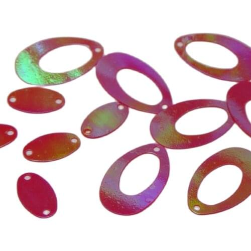 1000 Red AB Flat Hollow Oval Loose sequins Paillettes 14X22mm Top Hole