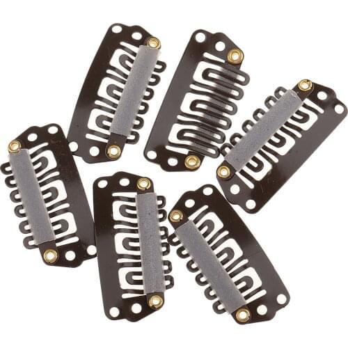 200 Pieces Vintage U-shape Snap Comb Wig Clips for Feather Hair Extension Weft Hairpiece 2.8cm Beige Coffee