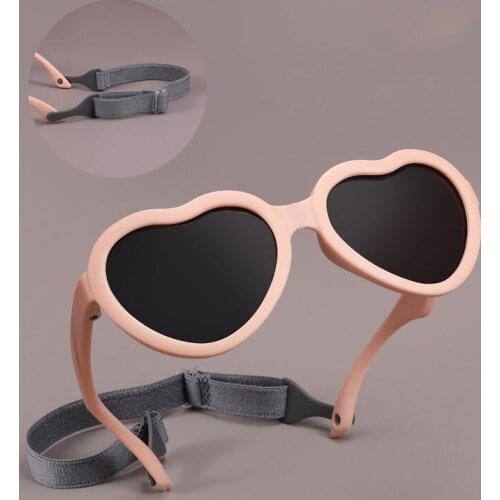 2021 Baby Boys Girls Polarized Sunglasses 0-3 Years Fashion Flexile Silicone Heart-shaped Outdoor Eyewear UV400 With Strap