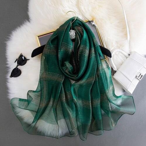 2021 New Women Silk Wool Scarf plaid Hijab Foulard Pashmina Beach Stoles Bandana Embroider Lady Long Shawls and Wraps Headband