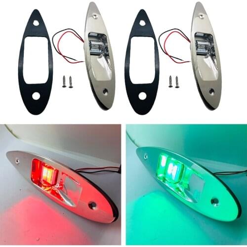 2x 12V Boat RV Side Navigation Bow Tear Drop Light Red Green LED Flush Mount