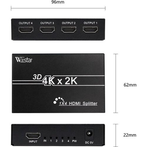 3D 1080P HDMI Splitter HDCP 1 in 4 1 in 2 out Power Signal Amplifier 1x4 1x2Audio Spliter Switch HD Converter Adapter