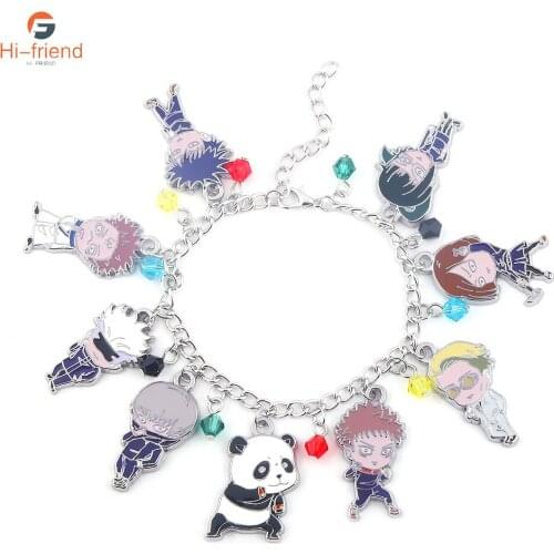 Anime Jujutsu Kaisen Bracelet Gojo Satoru Yuji Itadori Metal Kawaii Cartoon Character Bracelet for Women Men Gift Jewelry