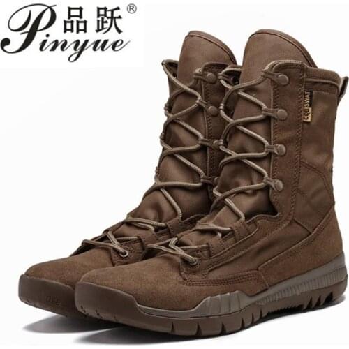 Spring Autumn High Tube Leather Breathable Military Tactical Boots Outdoor Training Climbing Hunting Jungle Desert Combat Shoes