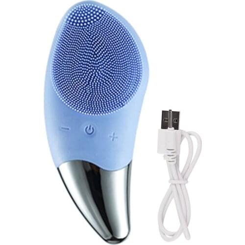Mini Electric Facial Cleansing Brush Silicone Sonic Face Cleaner Deep Pore Cleaning Skin Massager Face Cleansing Brush Device