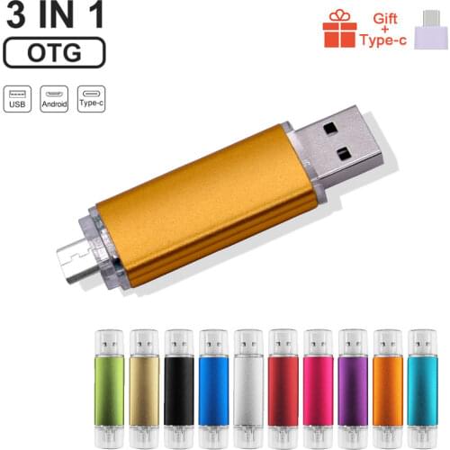 Multifunctional OTG 3 IN 1 type-c USB Flash Drive pendrive 128GB cle usb pen drive stick 8/16/32/64 GB Pen Drive for phone logo