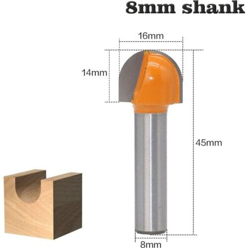 8mm Shank Woodworking Carving Accessories Rouding Router Bit Round Router Bit Wood Trimming Cutter Radius Wood Milling Cutter