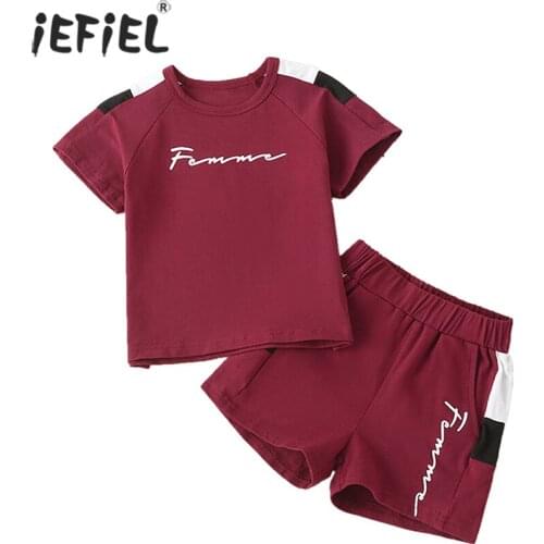 Children Clothes Summer Girls Clothing Boys Letter Print Sports T-Shirt Shorts 2Pcs/Sets Toddler Cotton Costume Kids Tracksuits