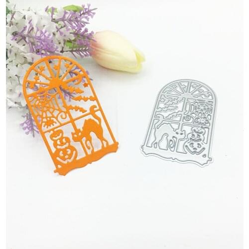 Julyarts Hallowmas Cat Pumpkin WindowMetal Cutting Die for Scrapbooking Wedding Card Making Die Metal Crafts Gift Die Cut Stitch