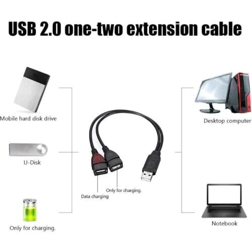 Data Cables USB2.0 to Dual USB Male Female High Speed High-quality Portable Convenient USB Charging Power Cable Y Splitter