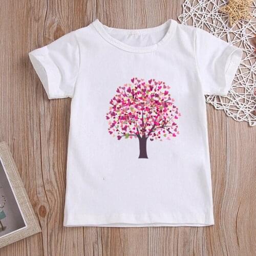 Fashion Cute Kids Clothes heart tree Girls Tops age 1-12Y Girls Tshirt Cartoon Baby Boy Clothes Round Neck New Childrens Shirt