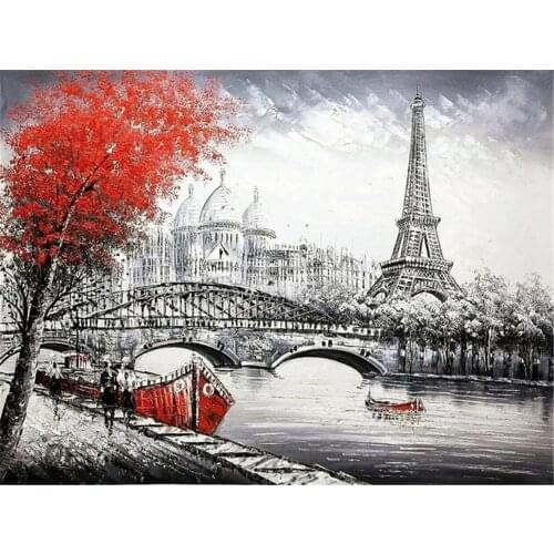 Landscape Street DIY 11CT Cross Stitch Embroidery Kits Needlework Craft Set Printed Canvas Cotton Thread Home Sale