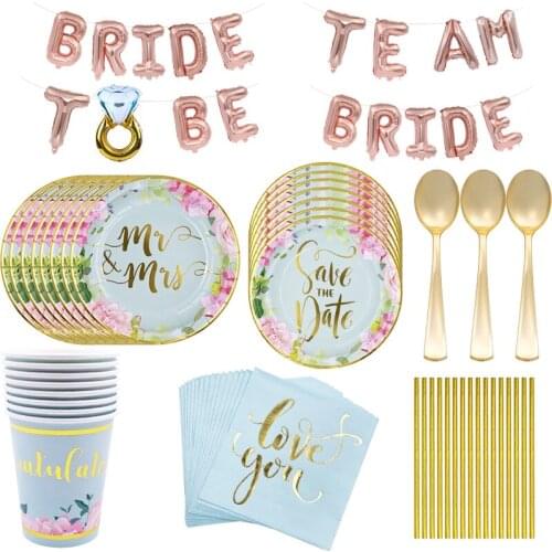 White Gold Dot Wedding Party Gold Paper Party Wedding Disposable Tableware Set Paper Cup Plate Napkin Birthday Party Supplies