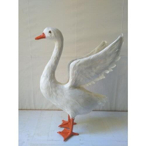 New simulation white goose model polyethylene&furs swan model home decoration props 38x30cm