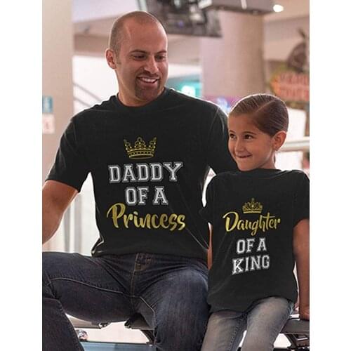 Father & Daughter Family Metching Outfits Daddy and Daughter King and Princess T-Shirts Gift