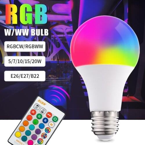 RGB LampBulb LED E27/B22/E22 RGBW Remote Control Adjustable Light Atmosphere Lamp Colorful Changing Home Decorative Lamp Bulb