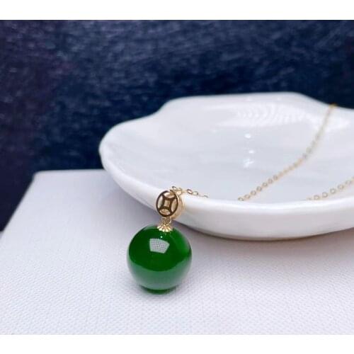 SHILOVEM 18k yellow gold real natural Jasper pendants Christmas Gift fine Jewelry plant wedding no necklace 12mm mymz1212551by