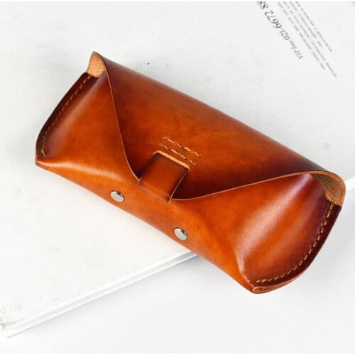 Cow Leather Eye Glasses Bag Eyeglass High Quality Handmade Causal Jeans Belt Glasses Case Sunglasses Protector Case Black