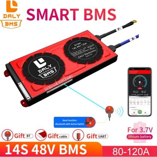 Smart bms 14s battery pcm bms 80A 100A 200A e-bike lili ion battery management system 48v With Balance For Solar Energy System