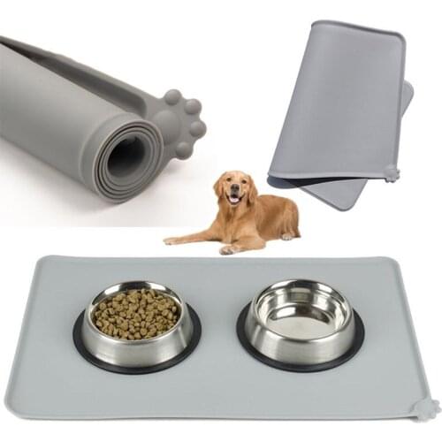 Waterproof Pet Mat For Dog Cat Silicone Pet Food Pad Pet Bowl Drinking Mat Dog Feeding Placemat Easy Washing EJ892983