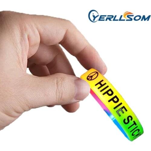 YERLLSOM 100pcs/Lot High Quality Custom printed rainbow bracelets silicone with personal logo for events P041805